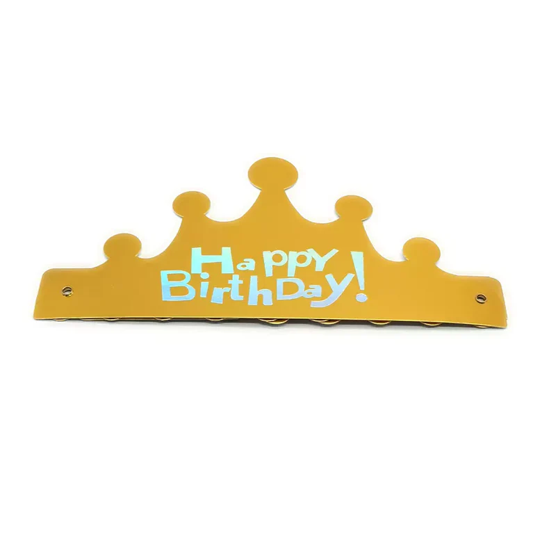 Golden Color Happy Birthday Folding Paper Adjustable King Crown (Pack of 1)