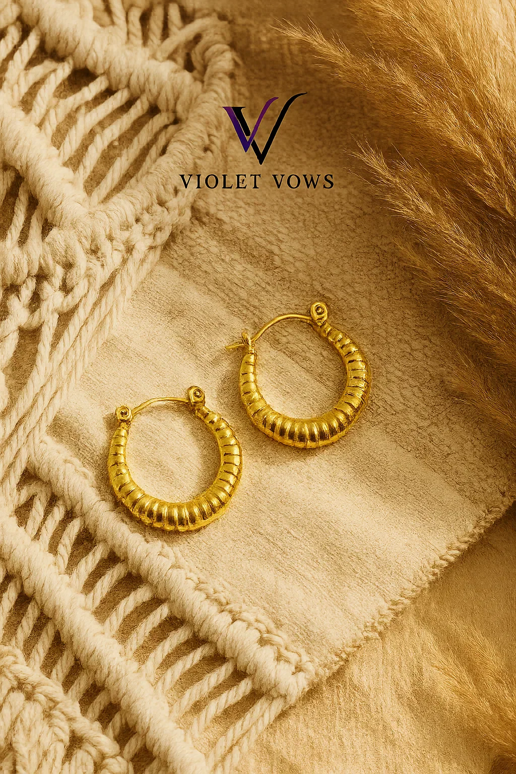 Golden Fluted Hoops - Image 2