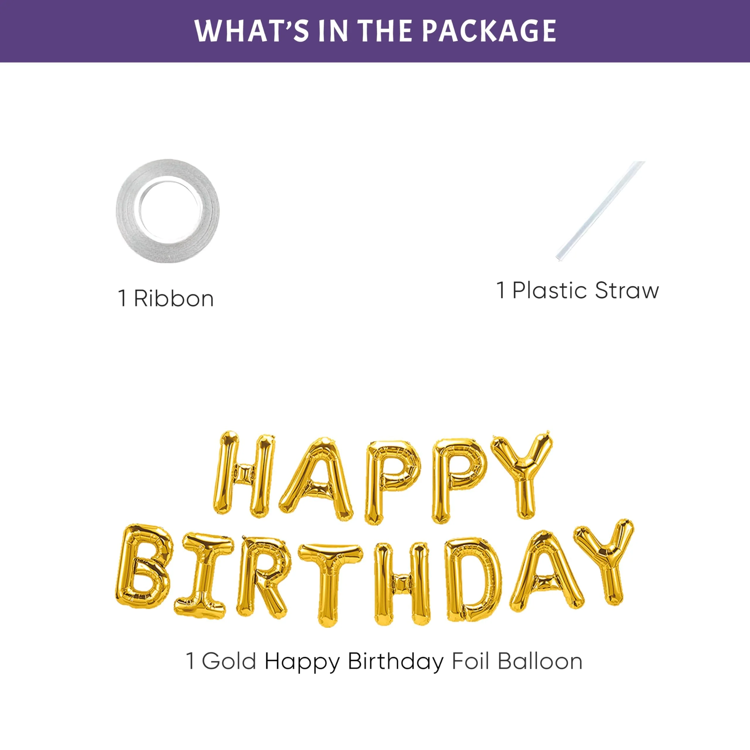 Golden Happy birthday foil banner - Image 2