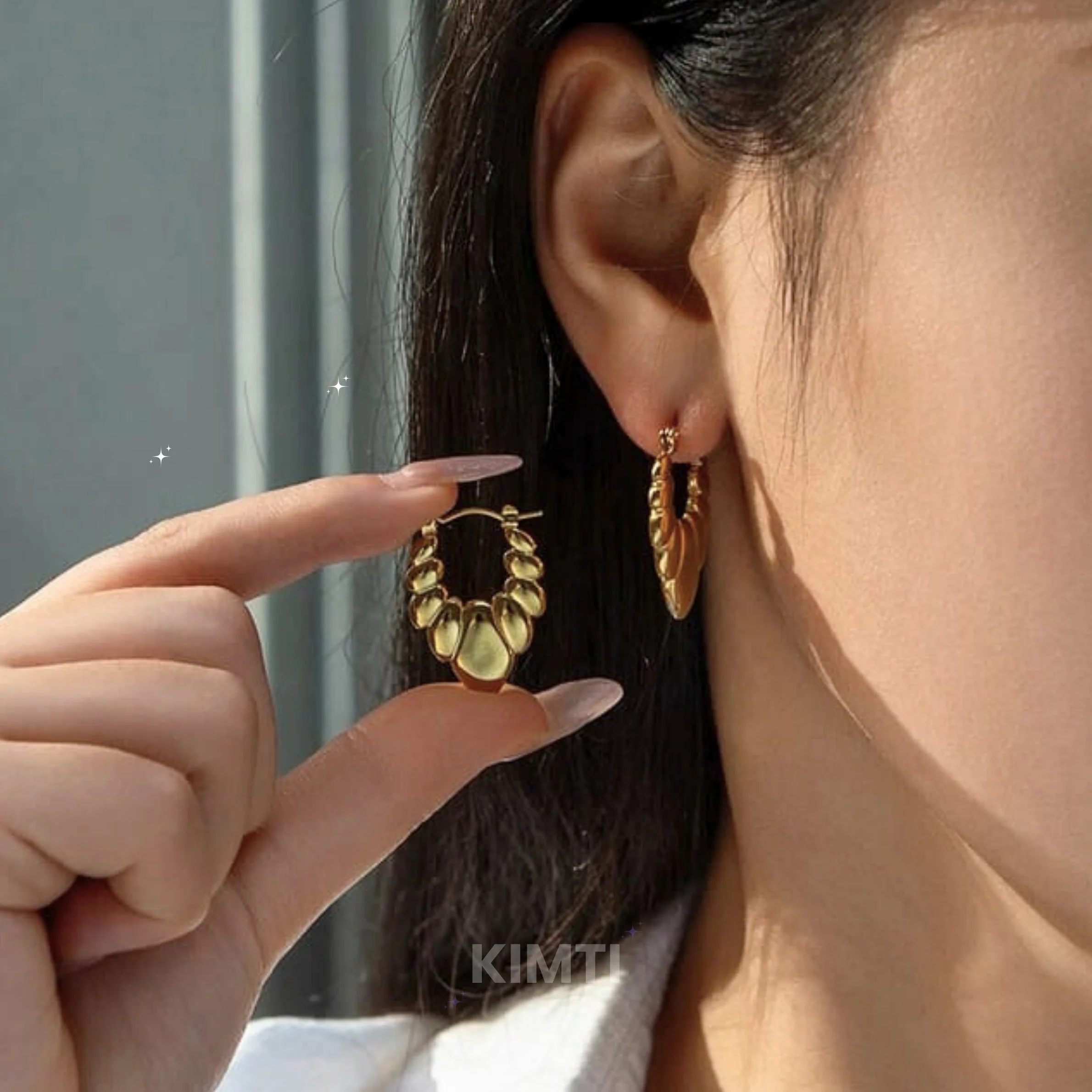 Golden Hoops Anti Tarnish Earring - Image 4