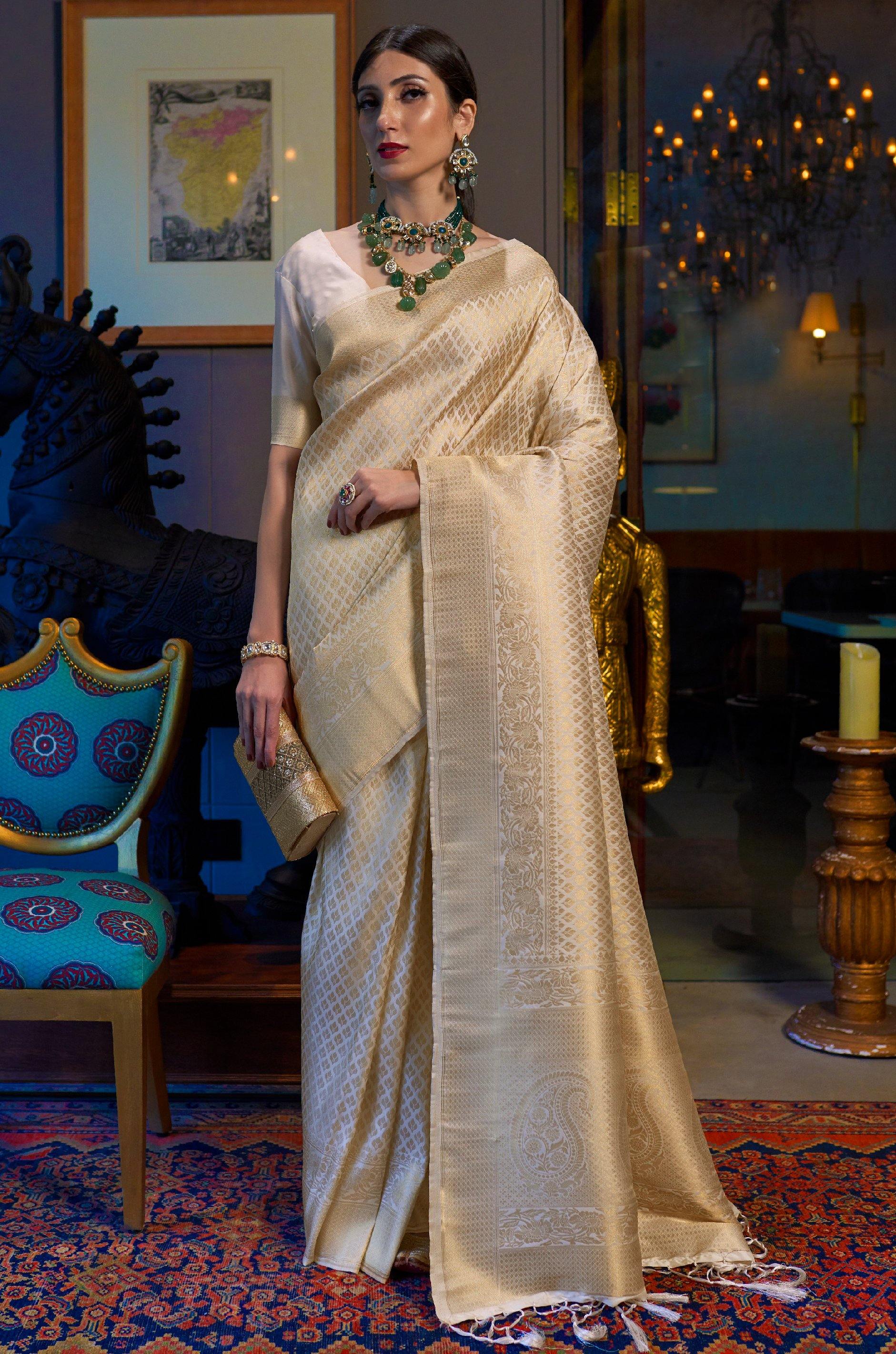Golden Kanjivaram Silk Saree