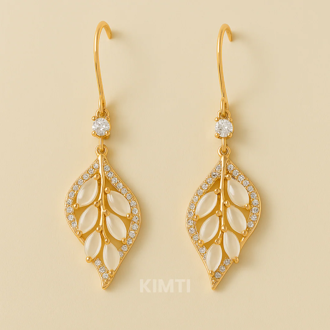 Golden Leaflet Drop Earring — Buy Any 5 for Rs. 599