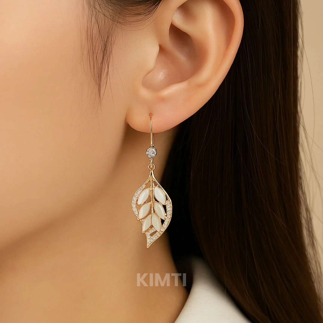 Golden Leaflet Drop Earring — Buy Any 5 for Rs. 599 - Image 2