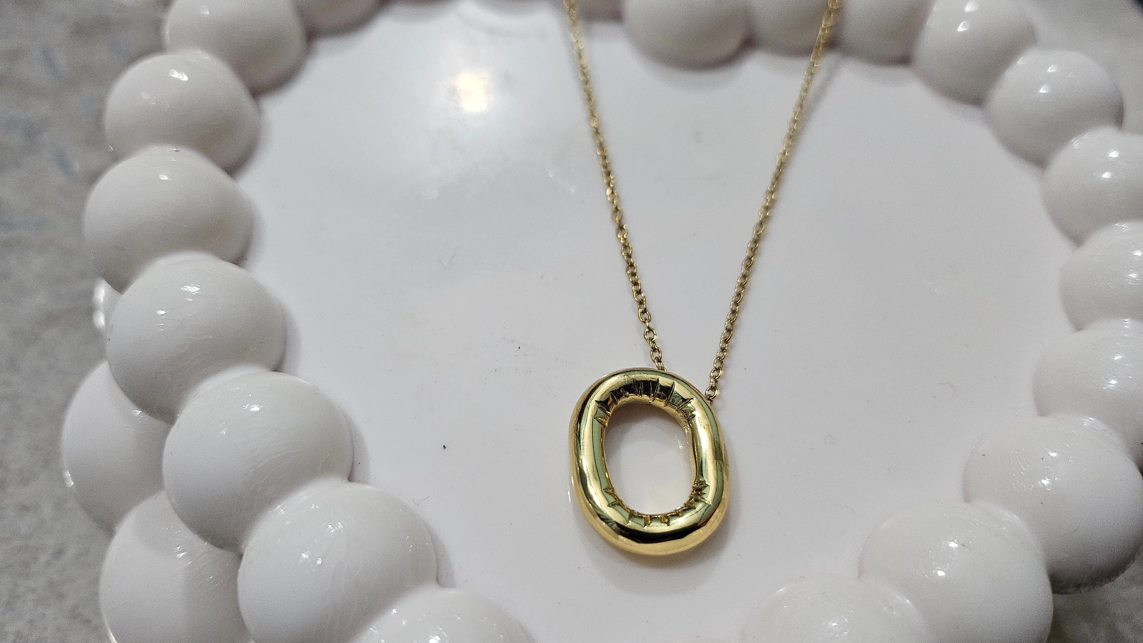 Golden Oval Aura Necklace | Minimal Gold Pendant Necklace for Women - Image 6