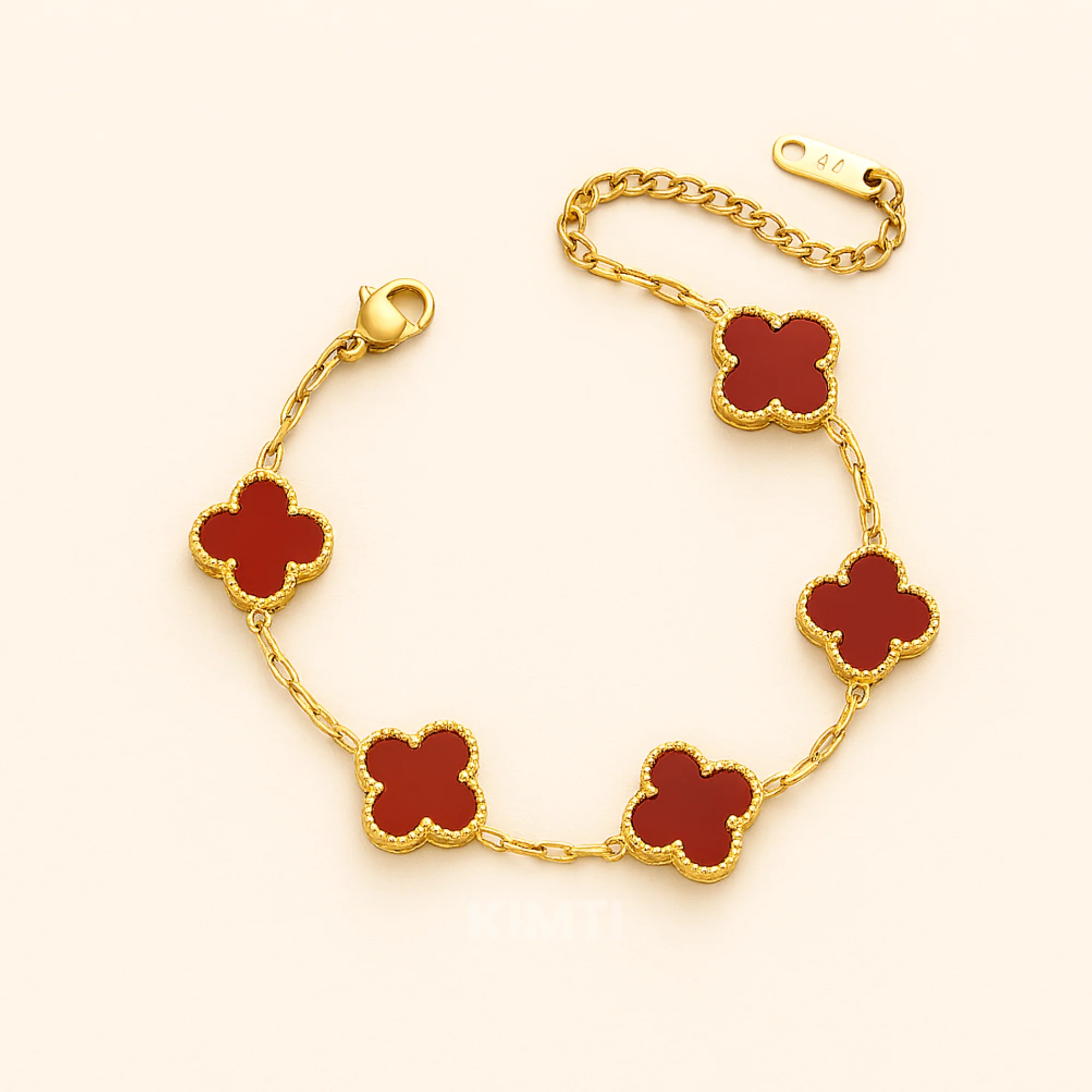 Golden Red Clover Chram Anti Tarnish Bracelets - Image 3