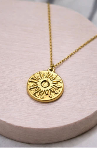Golden Sol Sunburst Pendant Necklace - Image 2