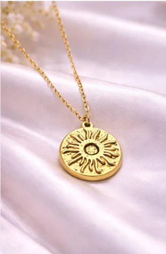 Golden Sol Sunburst Pendant Necklace - Image 3