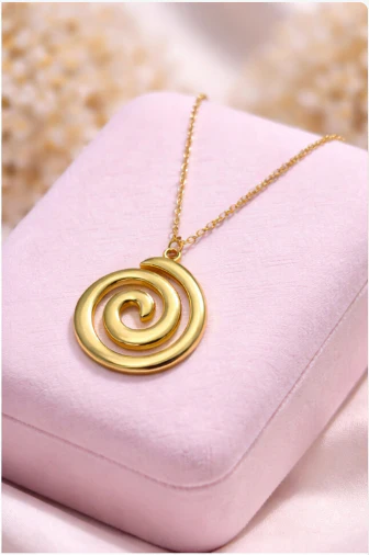 Golden Spiral Swirl Pendant Necklace | Minimal Everyday Jewellery