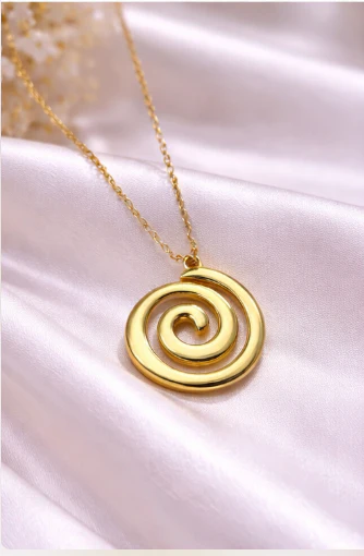Golden Spiral Swirl Pendant Necklace | Minimal Everyday Jewellery - Image 4