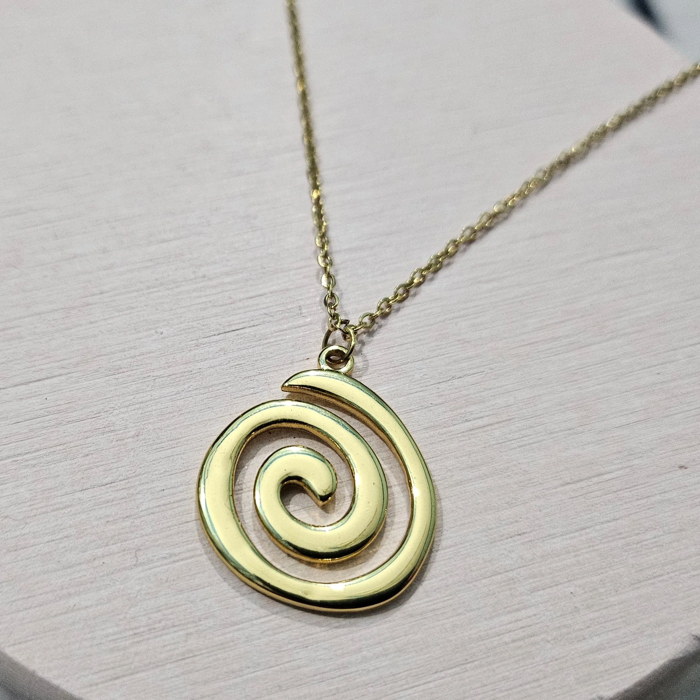 Golden Spiral Swirl Pendant Necklace | Minimal Everyday Jewellery - Image 5