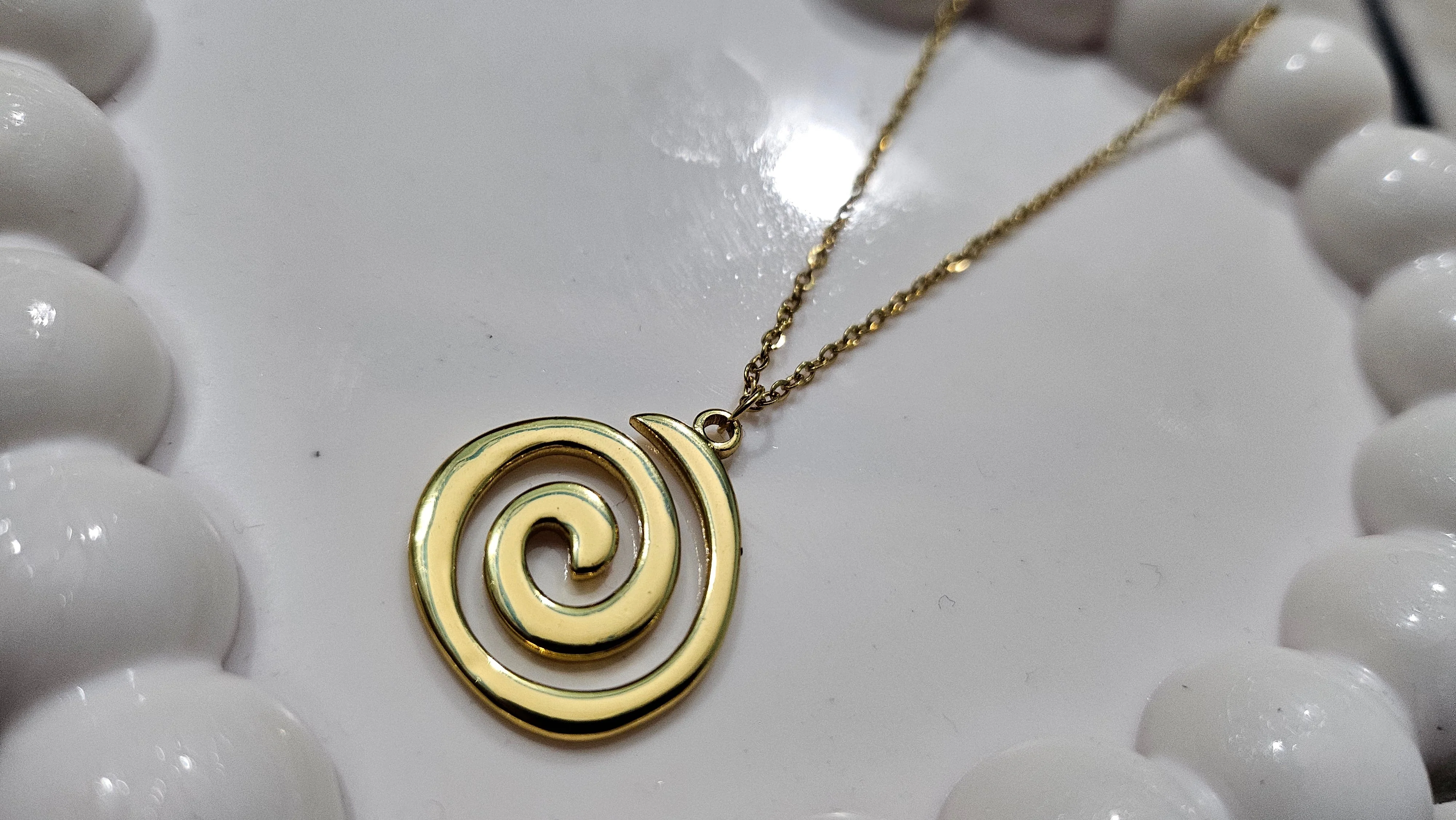Golden Spiral Swirl Pendant Necklace | Minimal Everyday Jewellery - Image 6