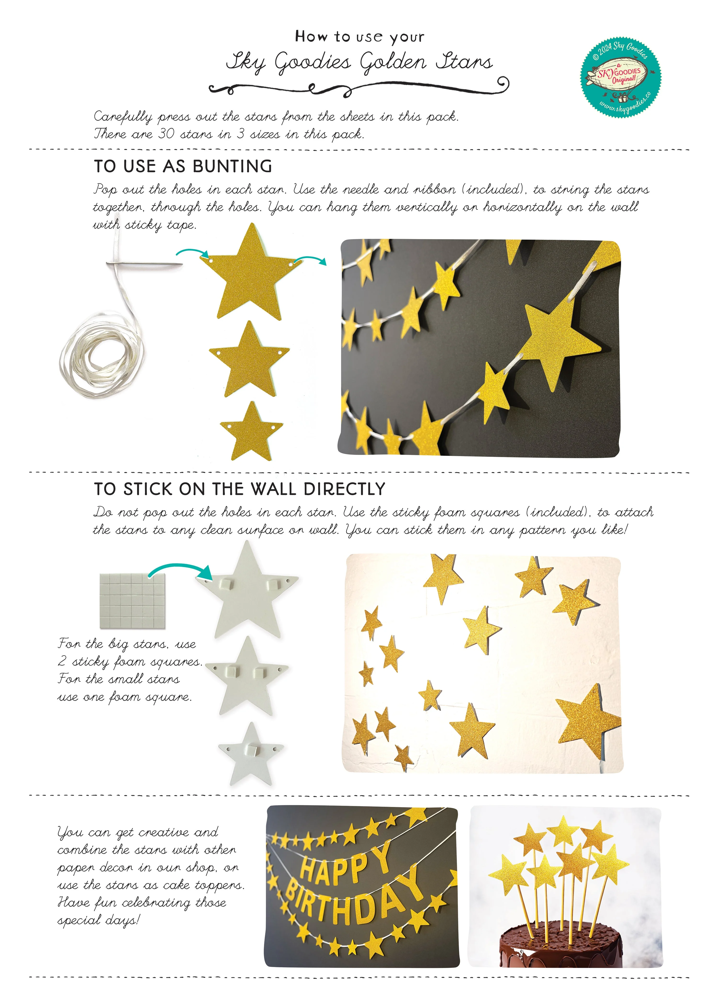 Golden Stars and Happy Birthday Paper Party Decor - Image 5