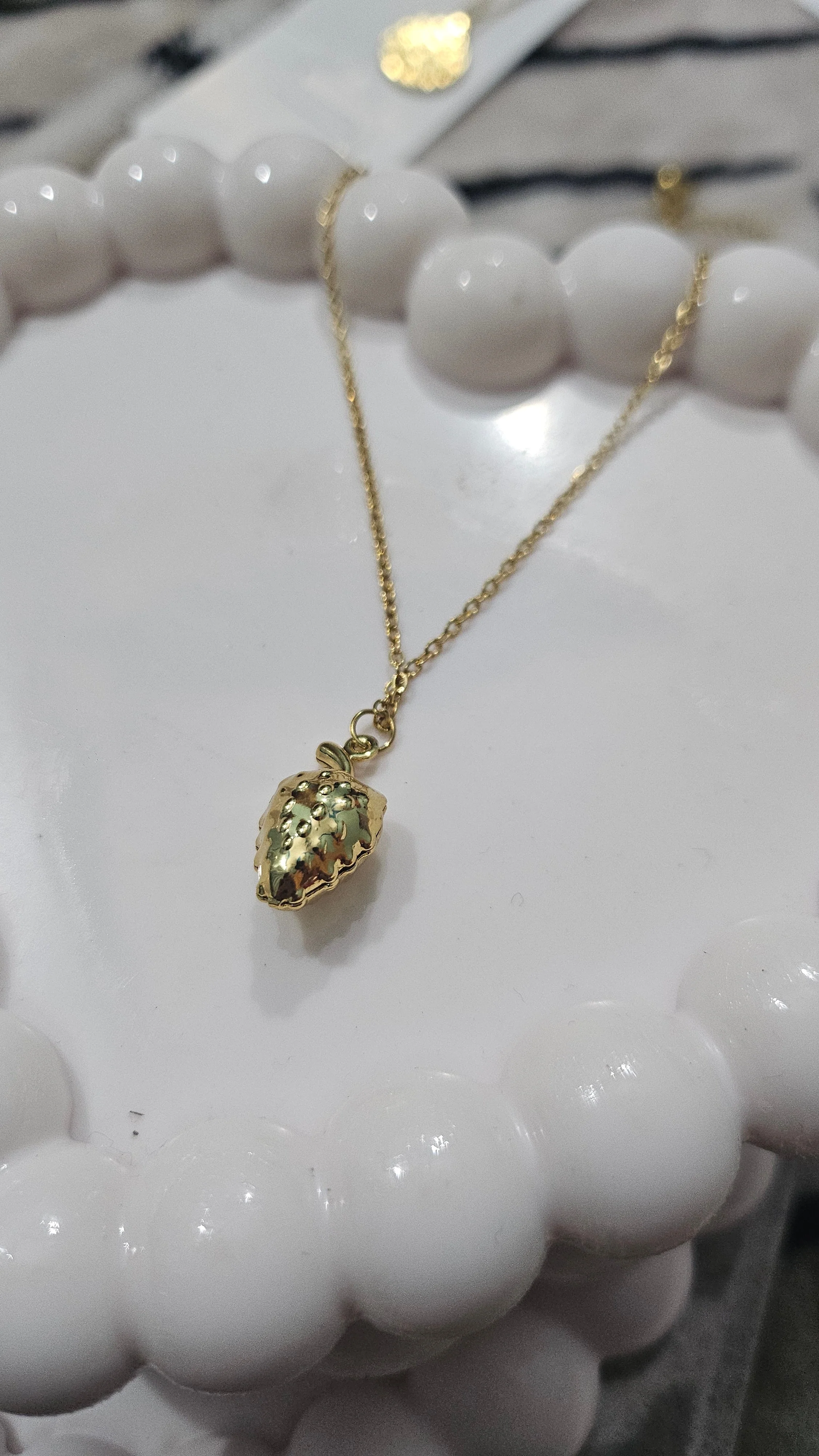 Golden Strawberry Charm Necklace – Minimal Fruit Pendant - Image 3
