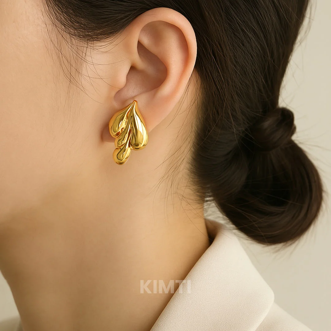 Golden Triple Stud Earring — Buy Any 5 for Rs. 599