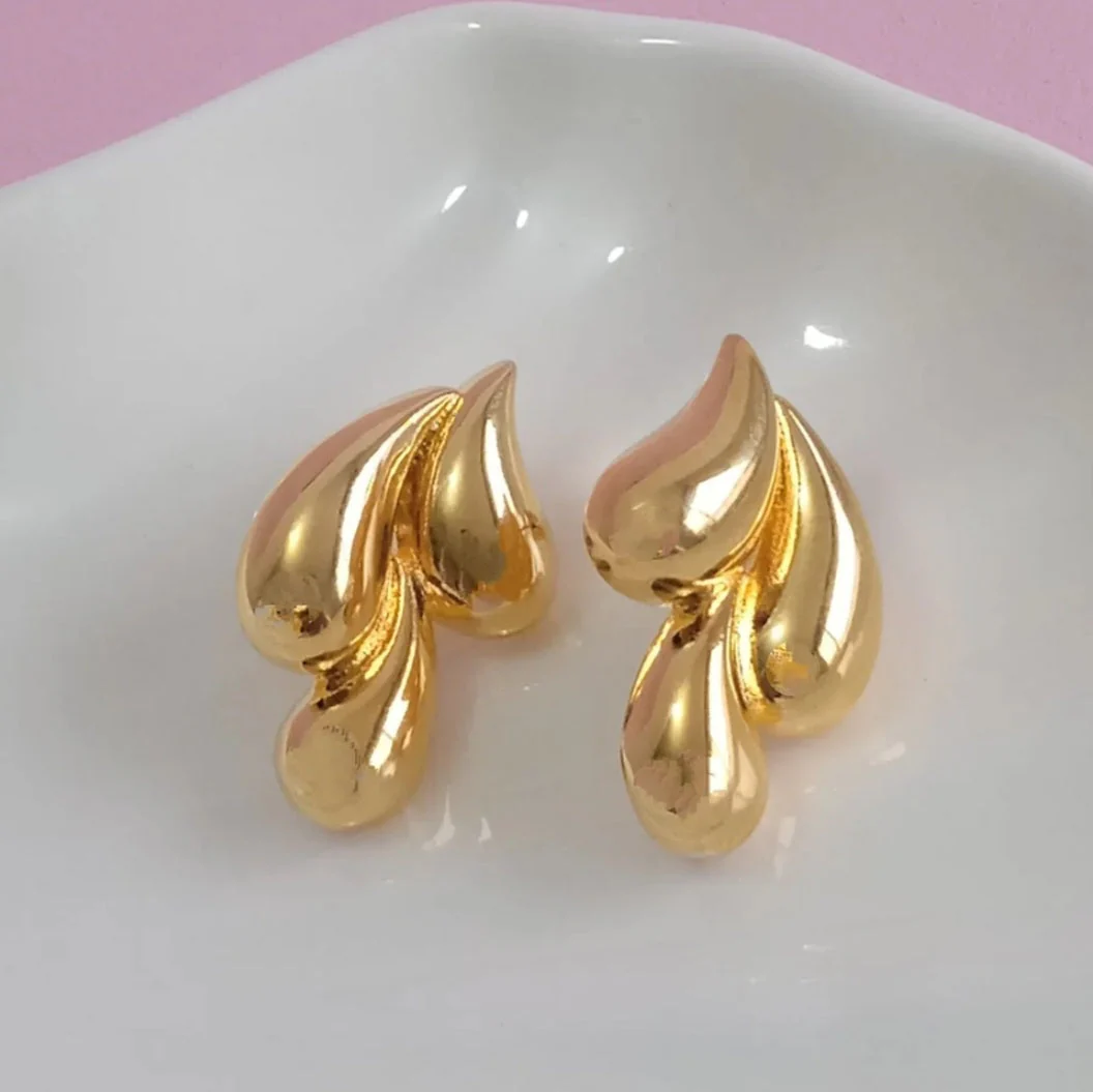 Golden Triple Stud Earring — Buy Any 5 for Rs. 599 - Image 5