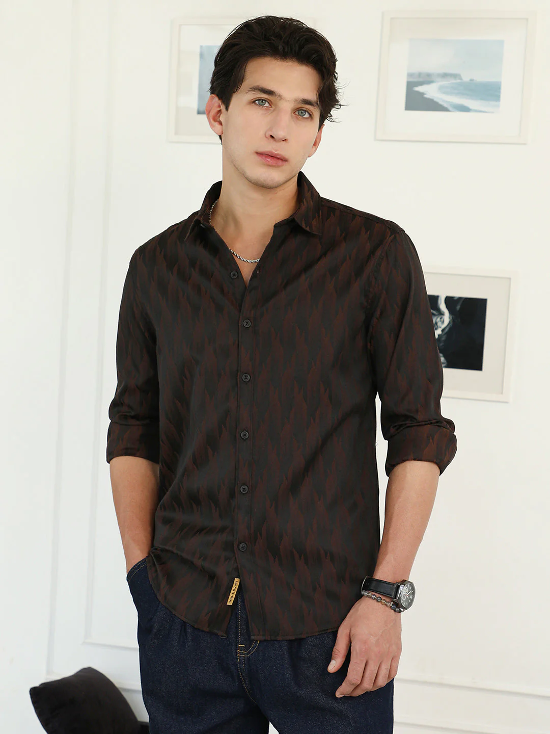 Gradient-Geometric Jacquard Shirt - Image 2