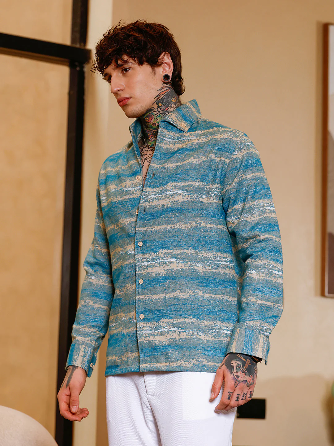Gradient-Strokes Jacquard Shirt - Image 3