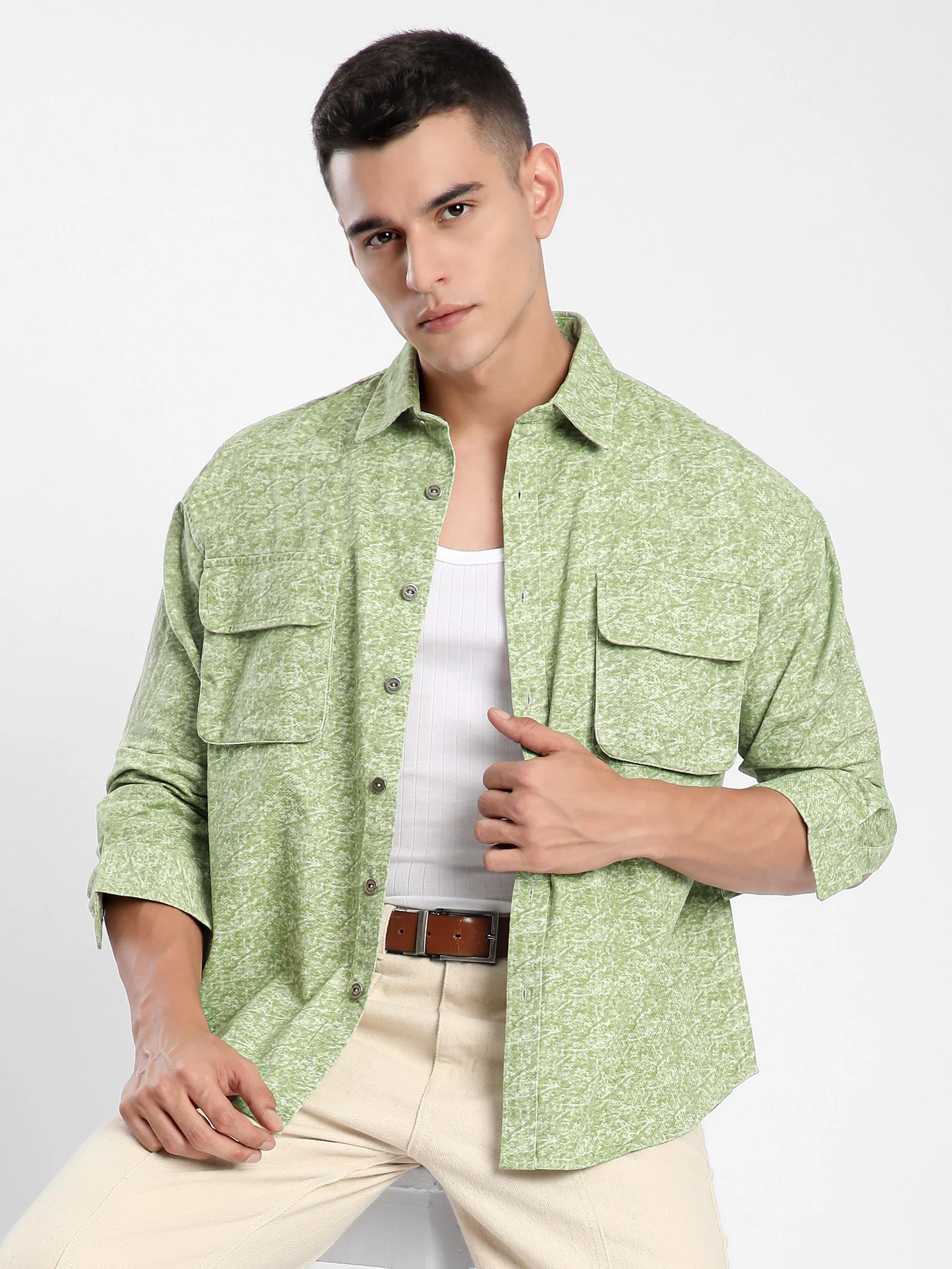 Green Dye Effect Shacket