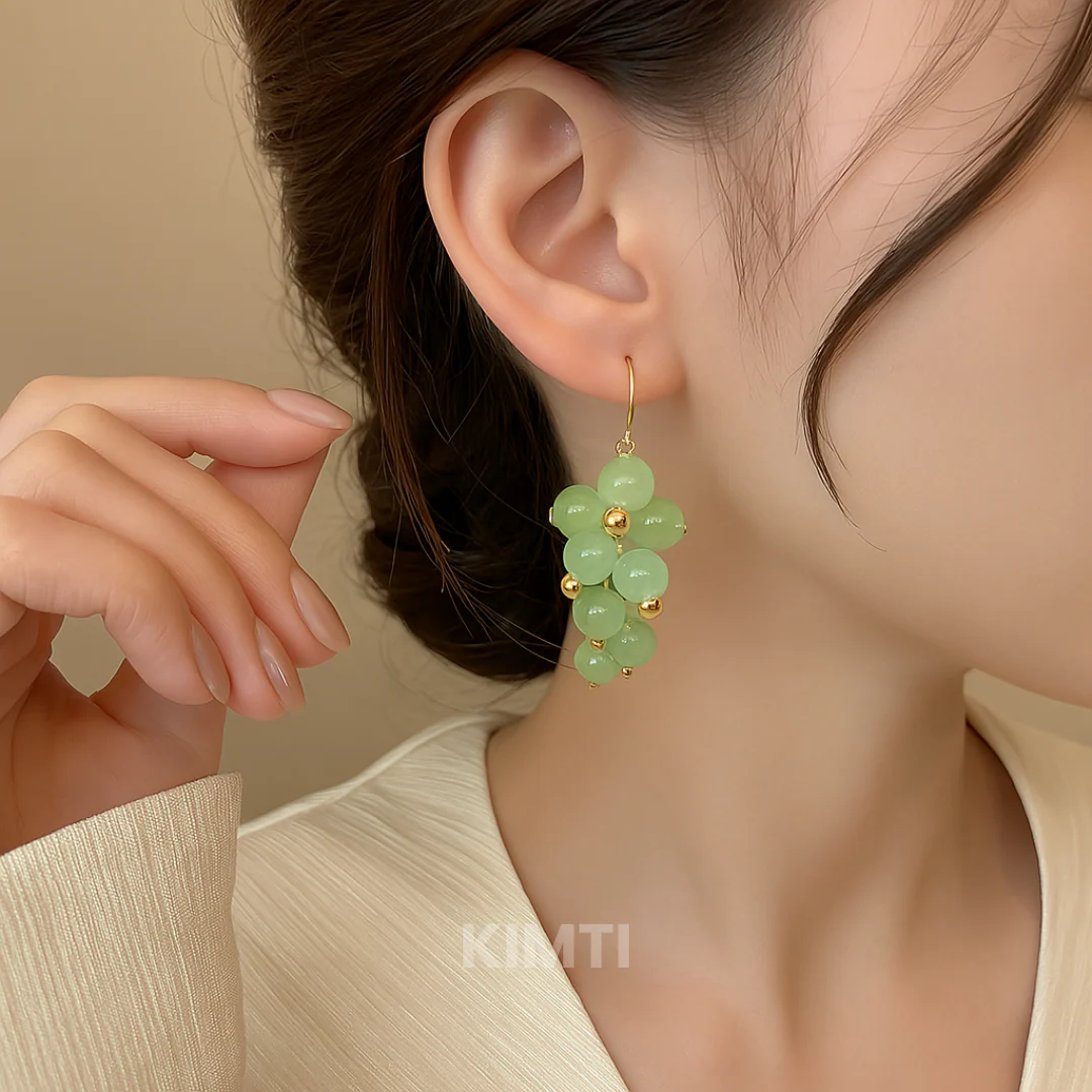 Green Grape Fruit Hook Earrings - Image 4