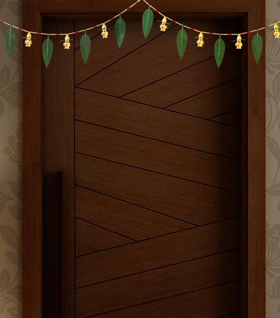 Green Leaves & Kalash Door Hanging Toran - 2 pcs
