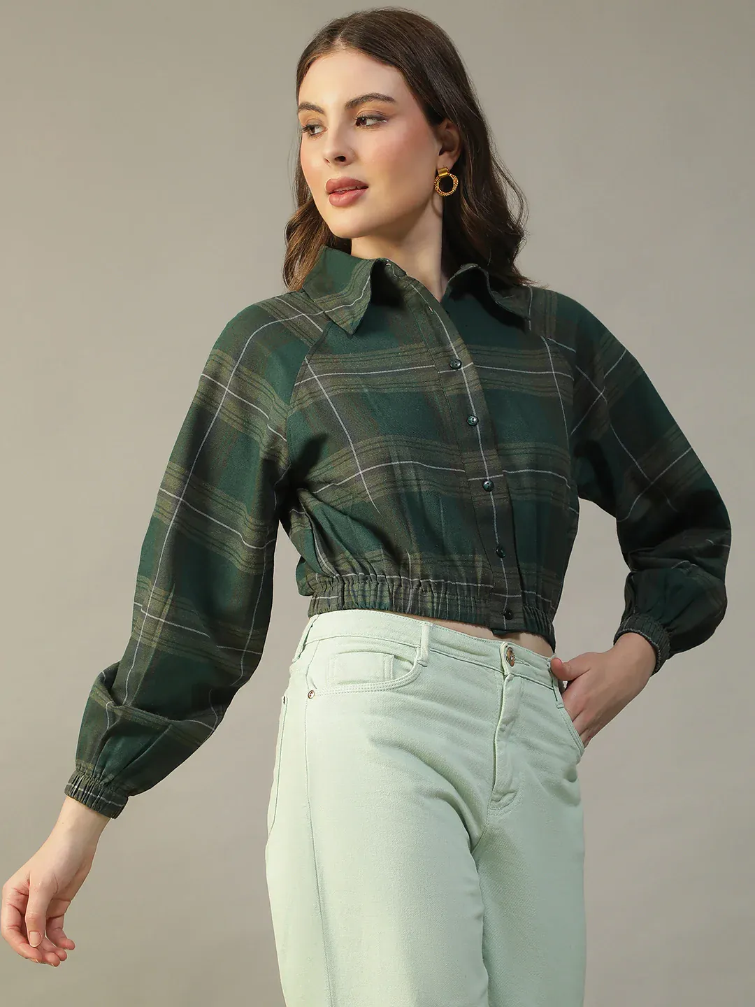 Green Women’s Shirt with Collar & Button-Down Front - Image 3