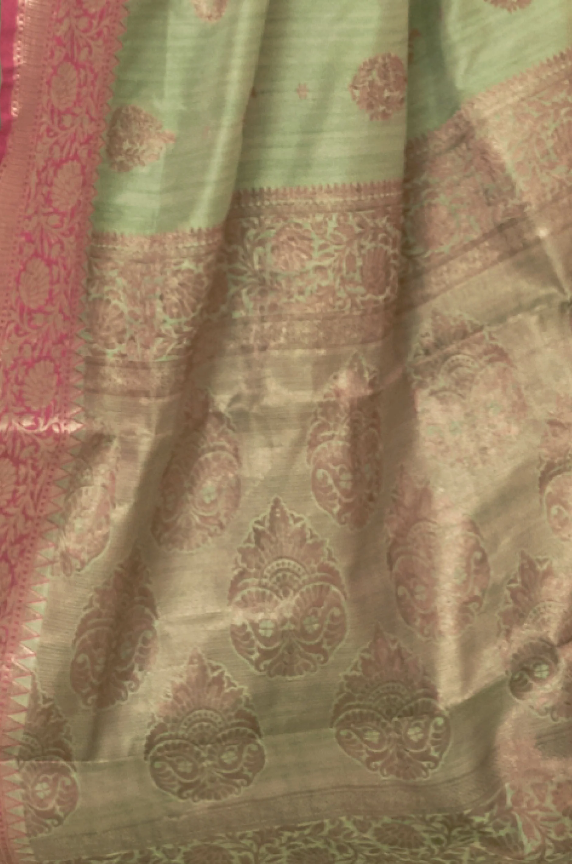 Green Woven Tussar Silk Saree - Image 2