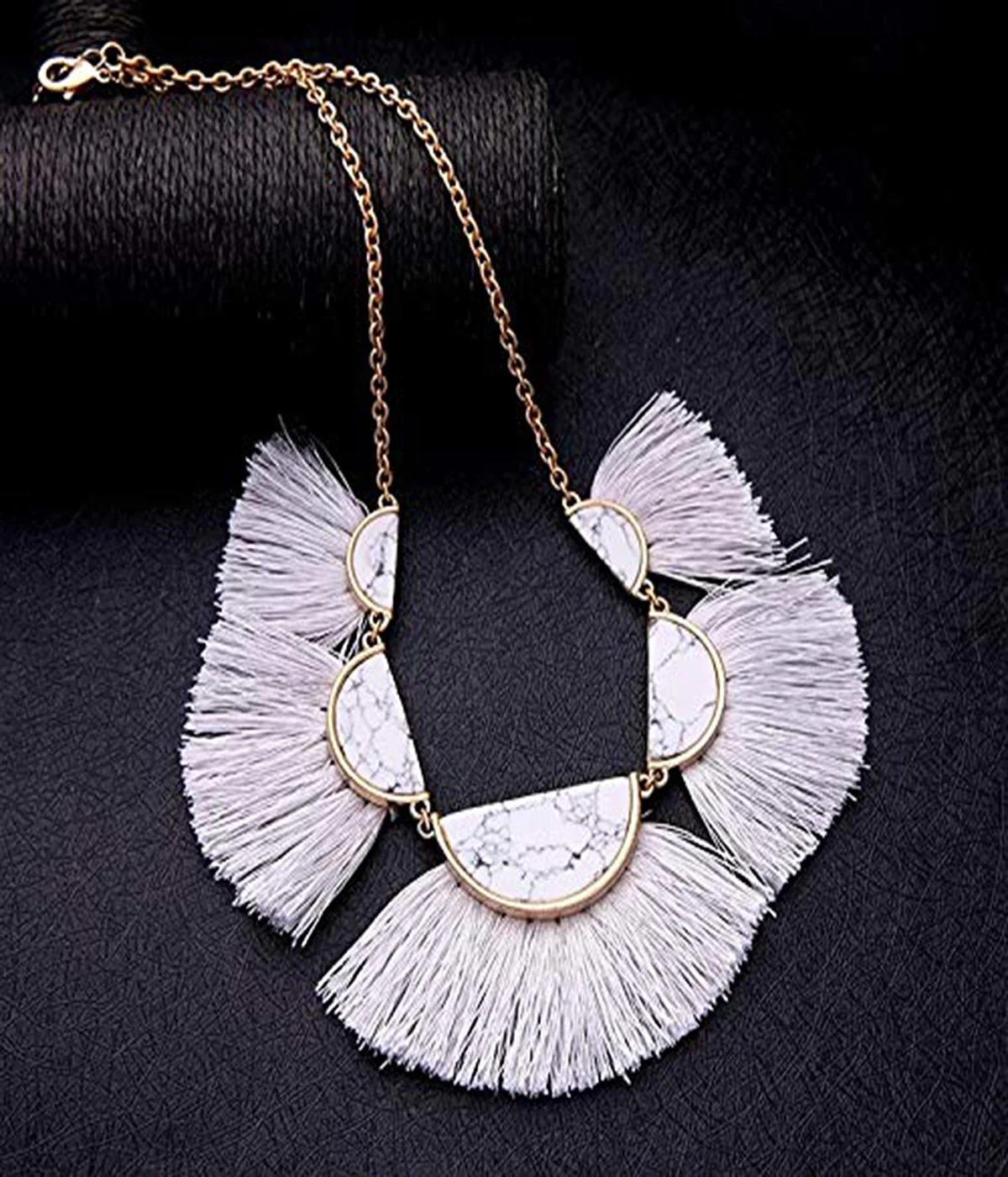Grey Arrow Design Pendant Necklace with Hanging Tassels Jewelry for Women - Image 2