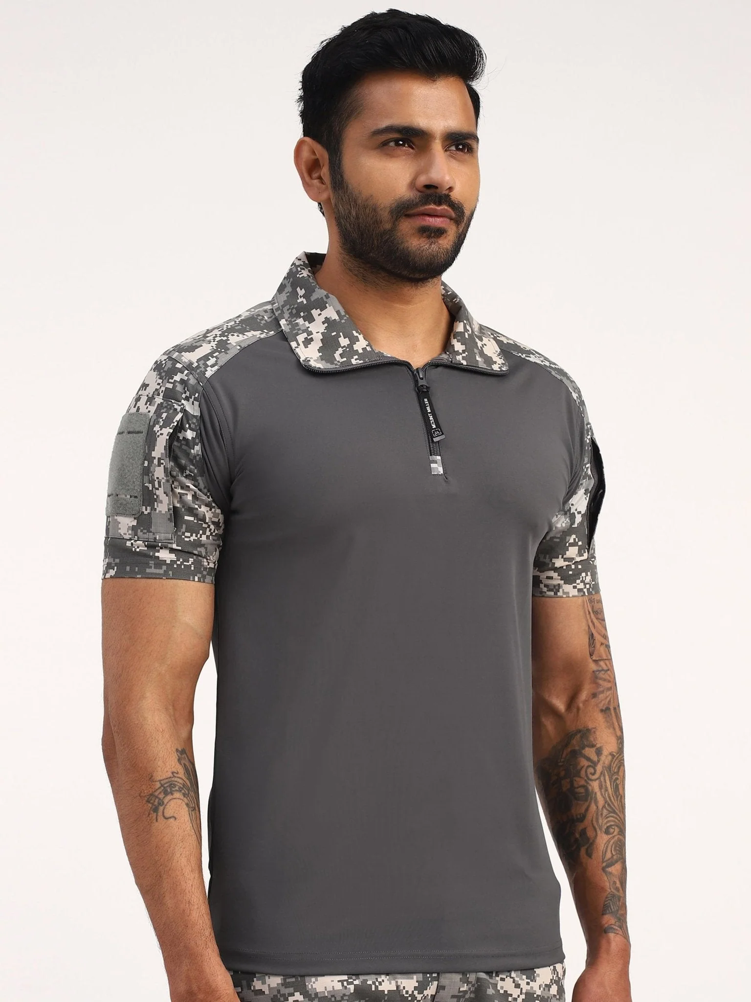 Grey Digital Short Sleeves Tactical T-Shirt - Image 3