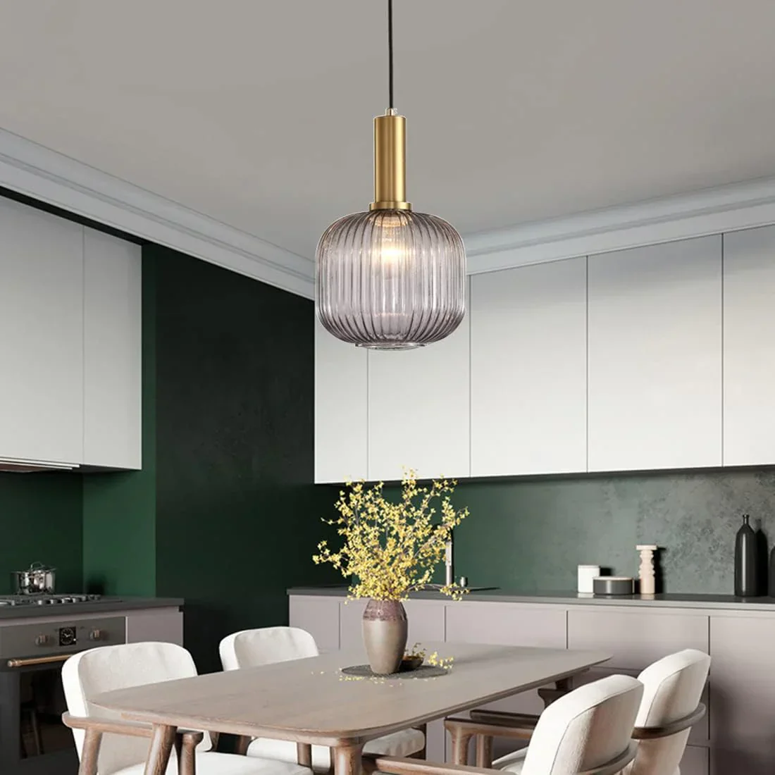 Grey glass modern ceiling light - Image 3