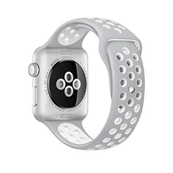Grey White Dotted Silicone Strap For Apple Watch Series 1  (38mm/40mm/41mm) - Image 4