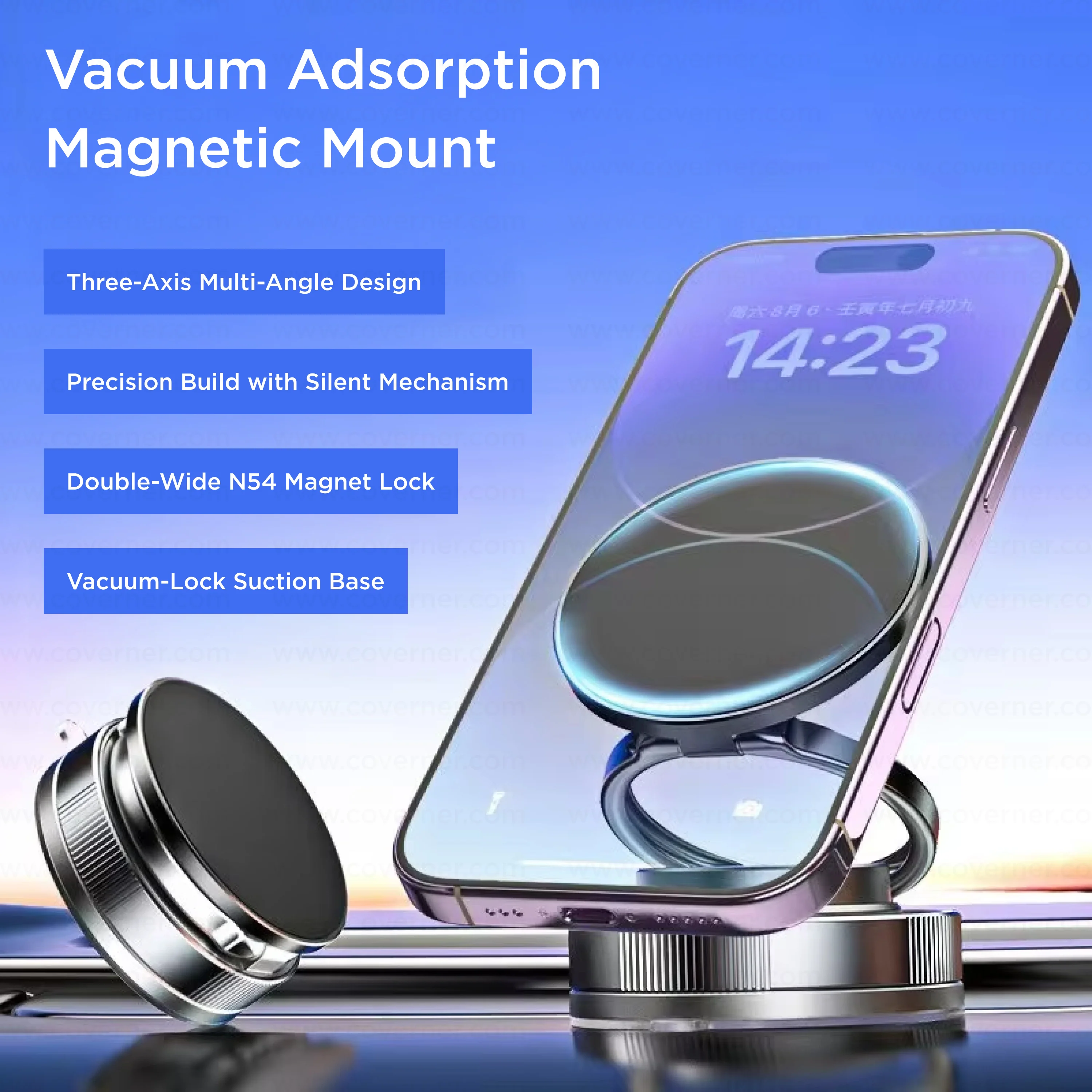 GripAxis 360 – 2025 Edition | Magnetic Vacuum Suction Phone Holder by Coverner India - Image 6
