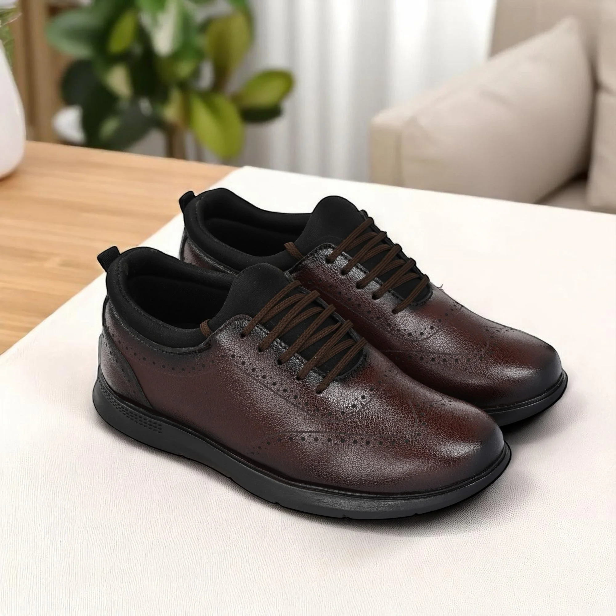 Guava Men's Featherwalk Lightweight Brown Brogue Semi Fromal Shoes GV25JA897 - Image 12