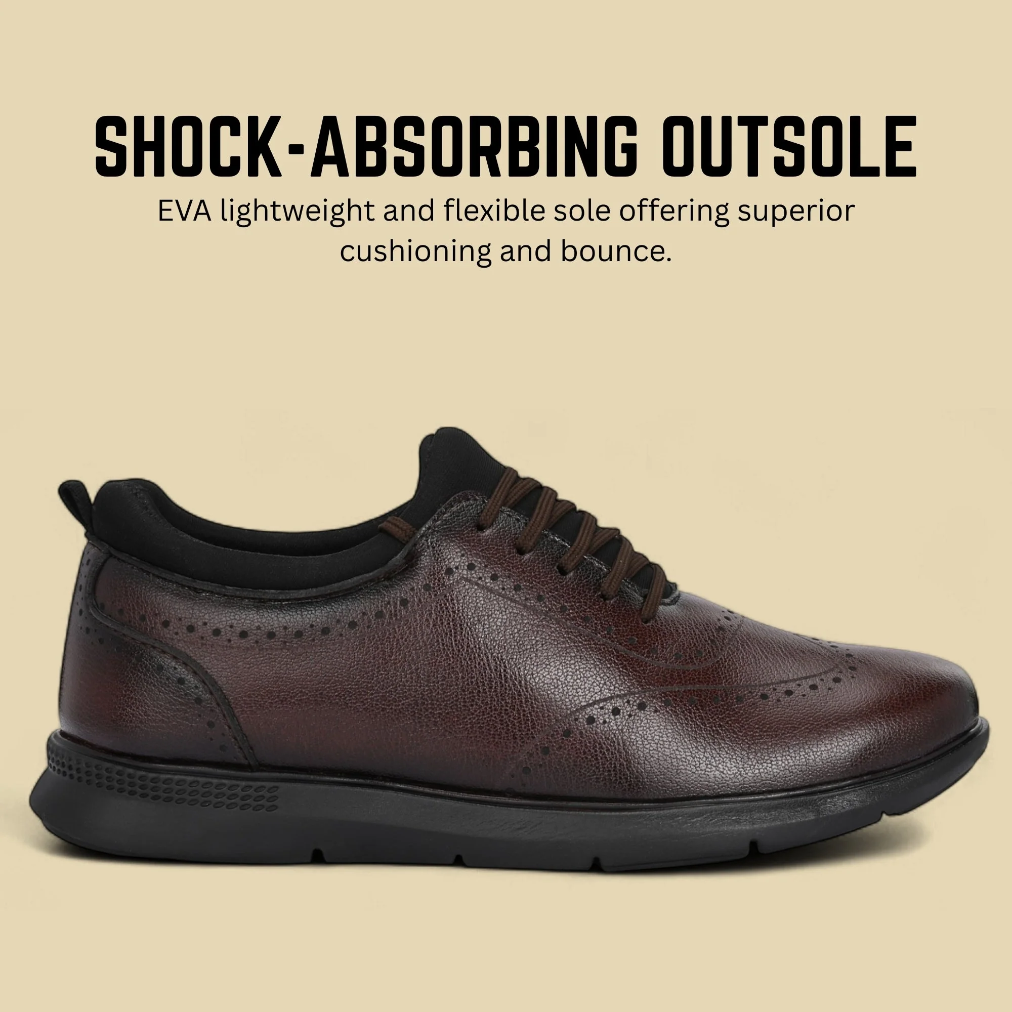Guava Men's Featherwalk Lightweight Brown Brogue Semi Fromal Shoes GV25JA897 - Image 4