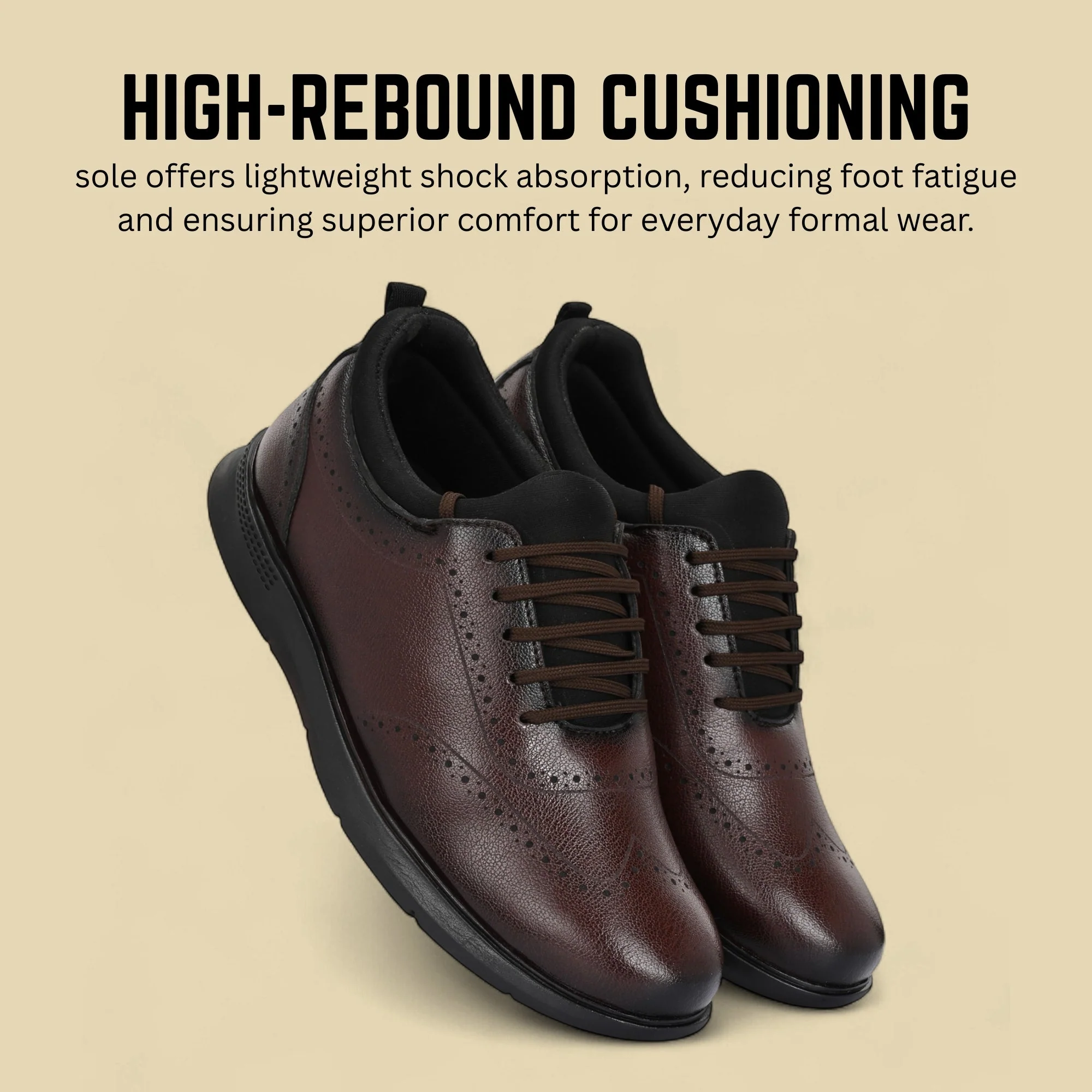 Guava Men's Featherwalk Lightweight Brown Brogue Semi Fromal Shoes GV25JA897 - Image 7