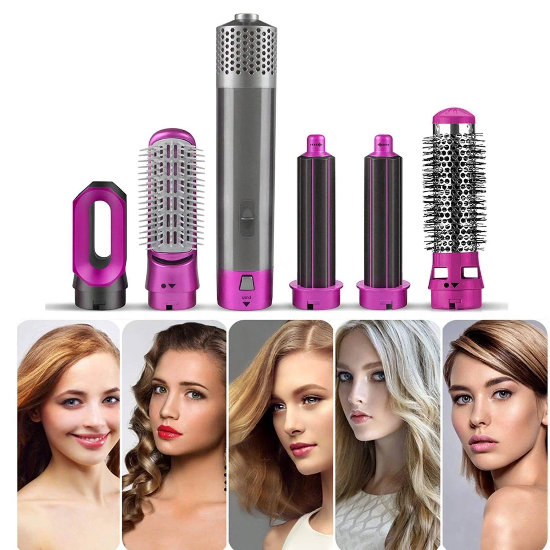 HairGrab: 5-in-1 Hair Styler with Hair Dryer, Air Brush, Straightener, Curler & Volumizer – 1000W One-Step Styling Tool - Image 2
