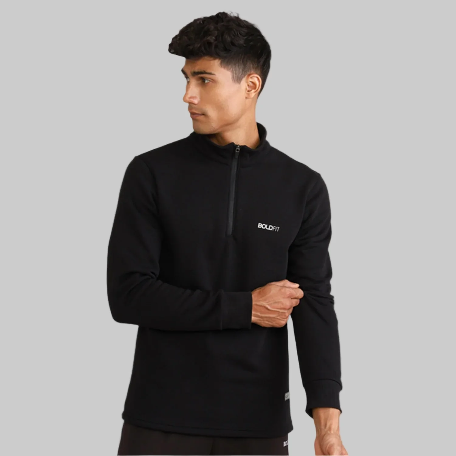 Half-zipper Sweatshirt for Men - Black - Image 26