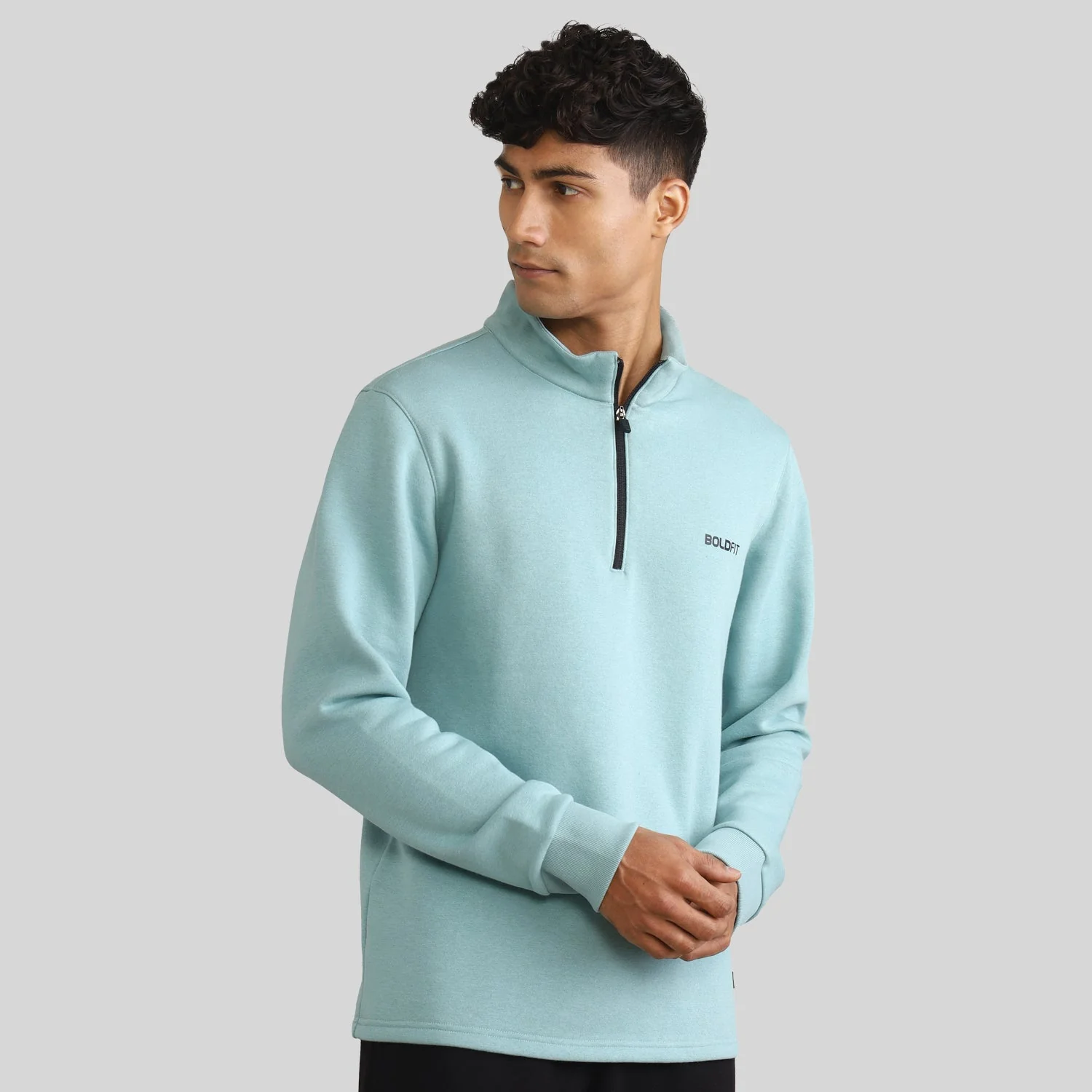 Half-zipper Sweatshirt for Men - Black - Image 35