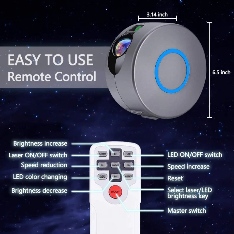 Halo: Upgraded Galaxy Projector with Rotating Lasers & Bluetooth Speaker (Type-C) - Image 4