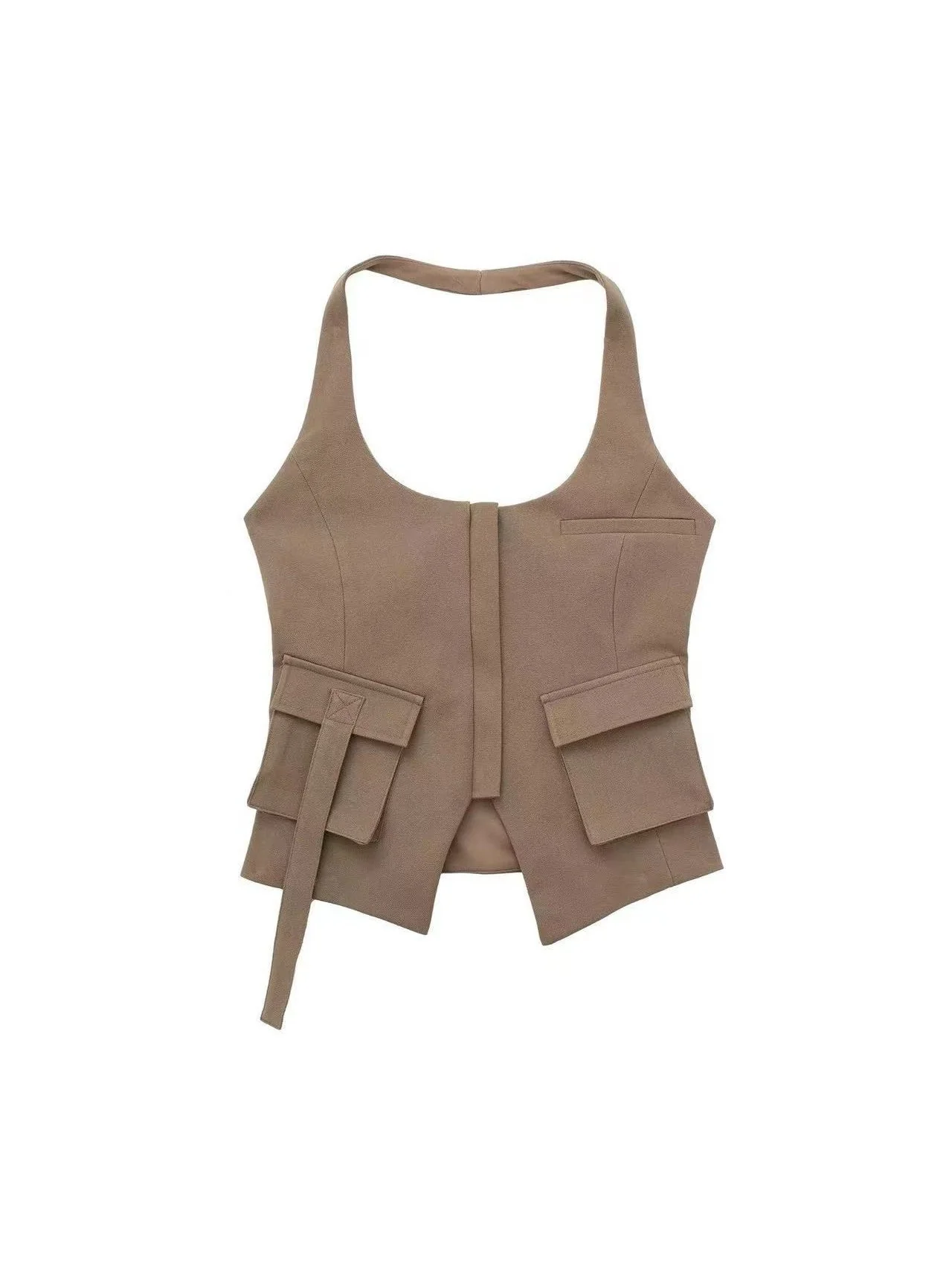 Halterneck Waistcoat Vest Top - Image 5