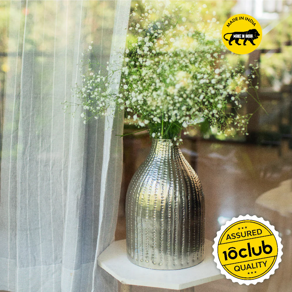 Hammered Line Metal Vase - Image 2
