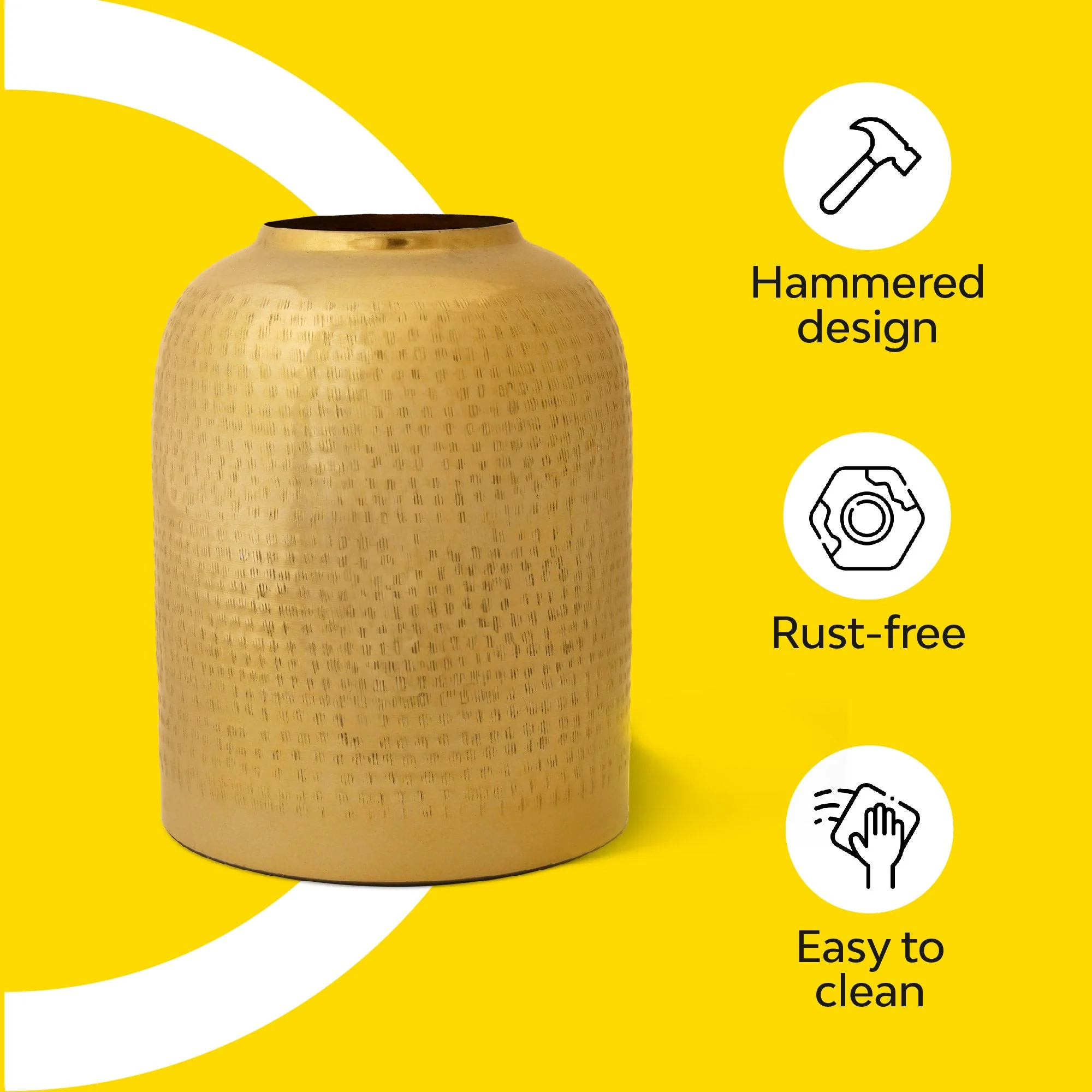 Hammered Metal Jar Vase - Image 6