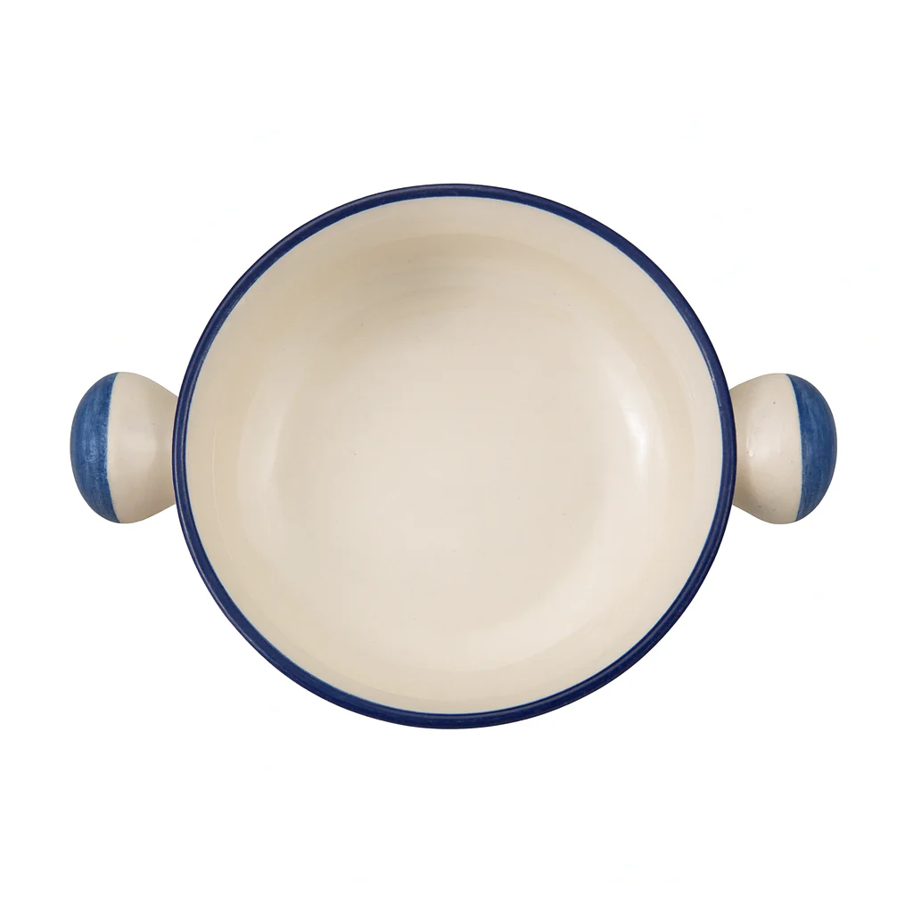 Handcrafted Ceramic Soup Bowl with Handles | Blue Floral Design | Premium Serveware | Microwave & Dishwasher Safe - Image 4
