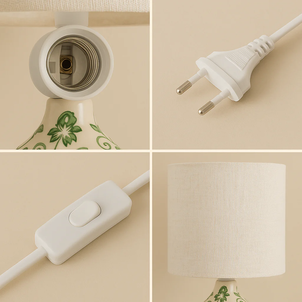 Handcrafted Ceramic Table Lamp with Linen Shade - Image 10