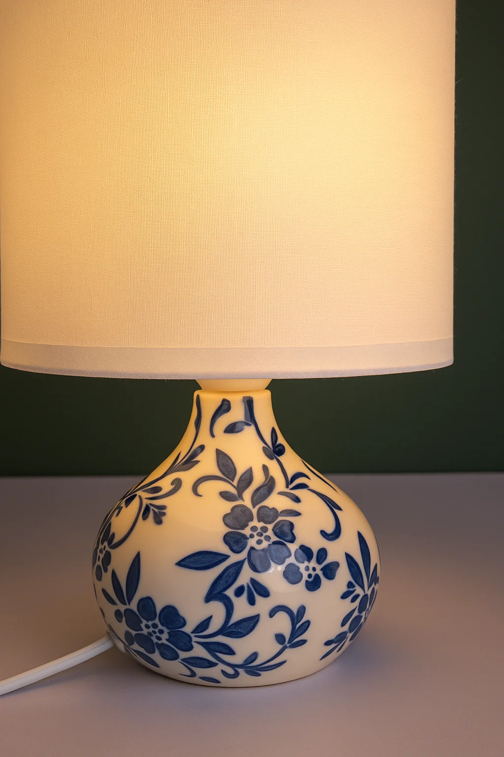 Handcrafted Ceramic Table Lamp with Linen Shade - Image 3