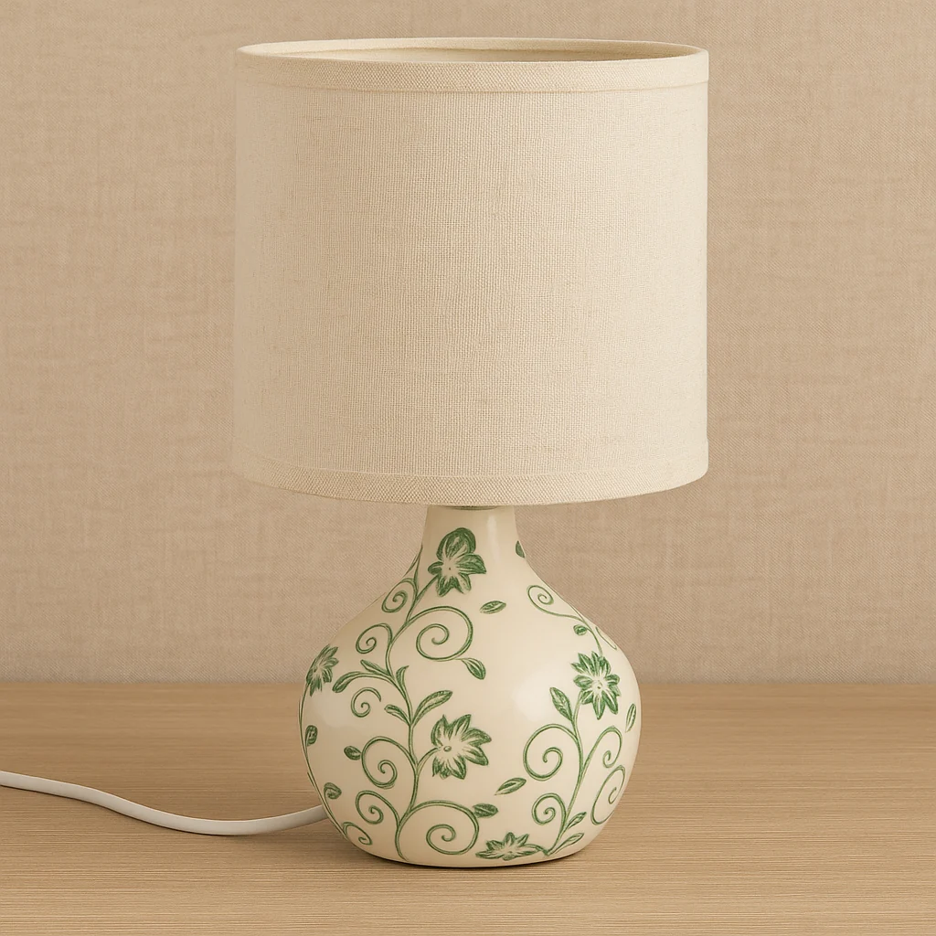 Handcrafted Ceramic Table Lamp with Linen Shade - Image 8