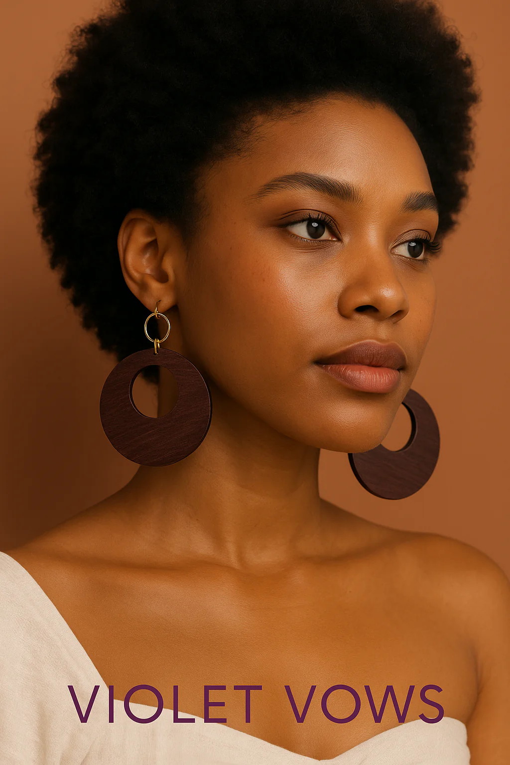 Handcrafted Wooden Hoop Earrings - Image 2