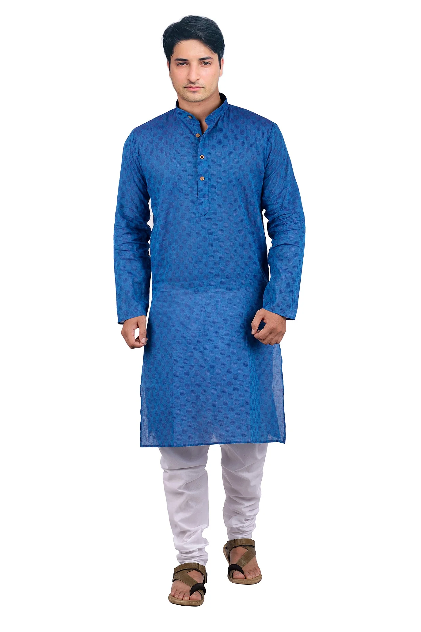 Handloom Cotton Kurta in Blue - Image 29