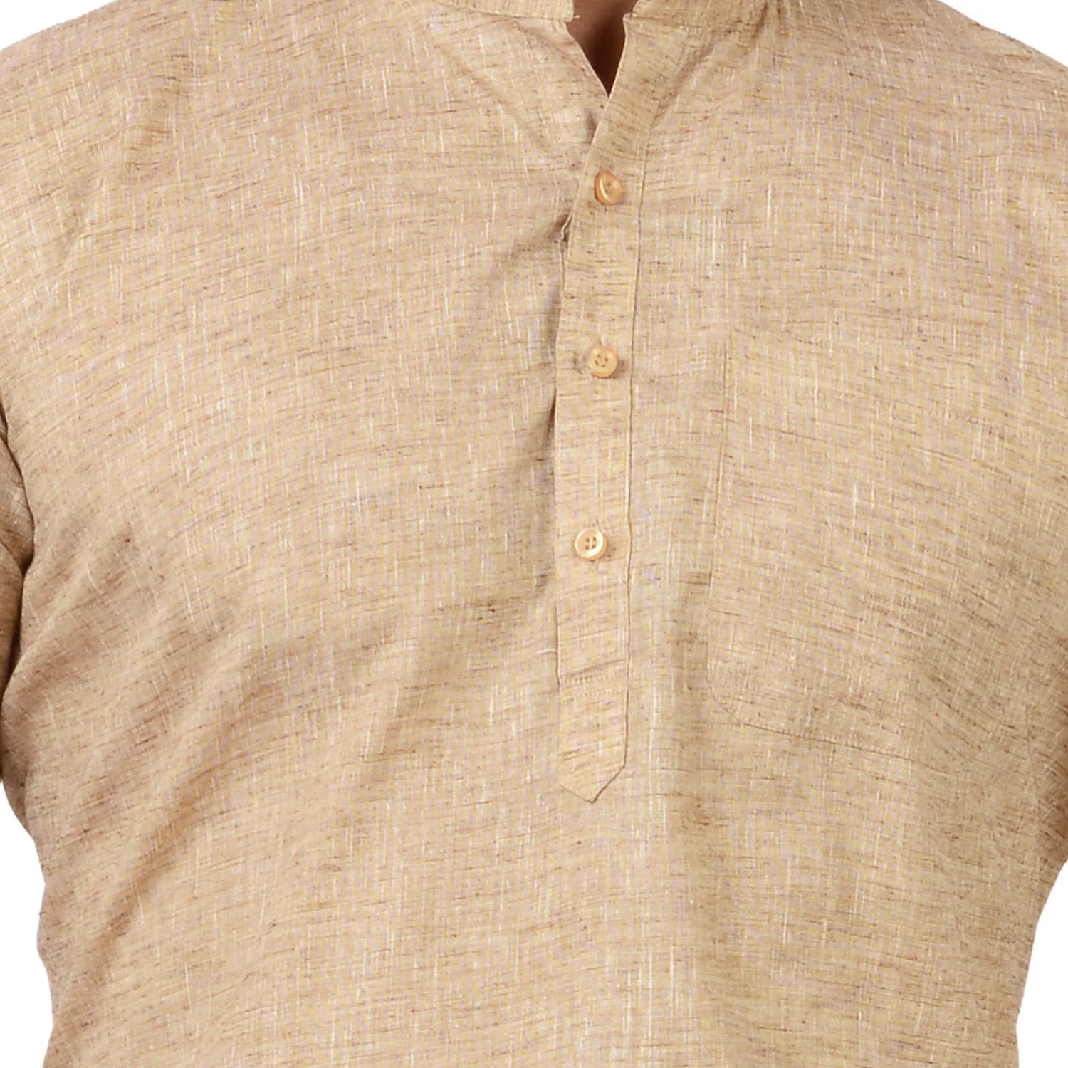 Handloom Cotton Short Kurta in Khaki - Image 6