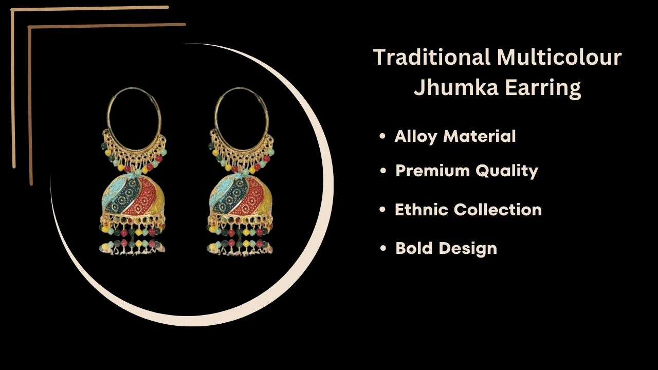 Handmade Alloy Dome Shaped Jhumka Earrings, Ethnic Jhumki Collection For Women And Girls (Combo), Multicolur-Pink - Image 6