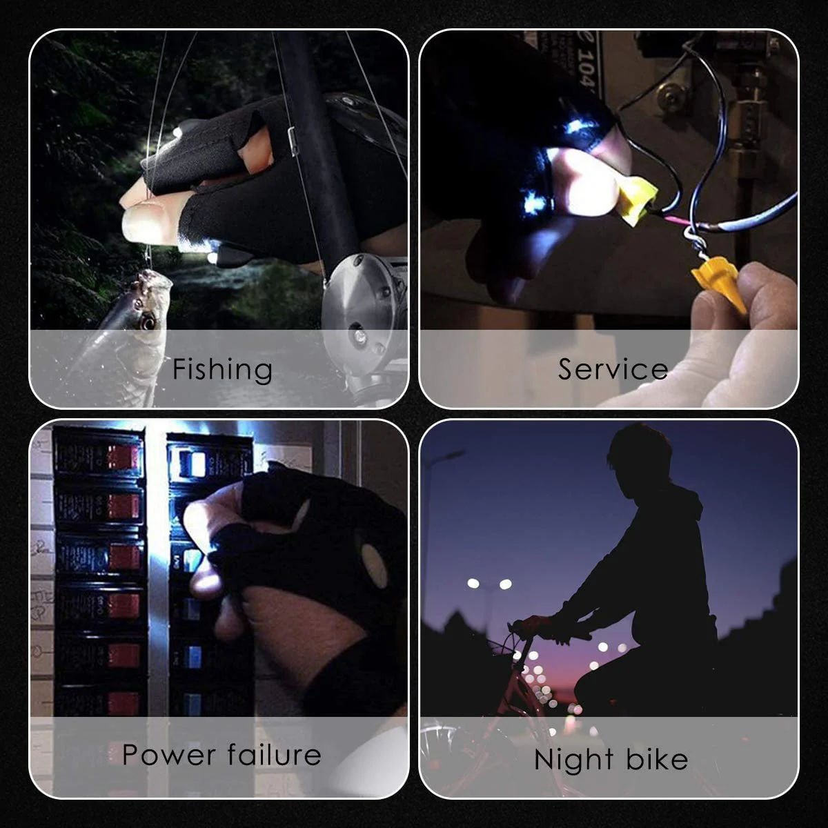 Handy: LED Flashlight Gloves with Fingerless Design for DIY Repairs, Hunting, Hiking & Outdoor Adventures - Image 6